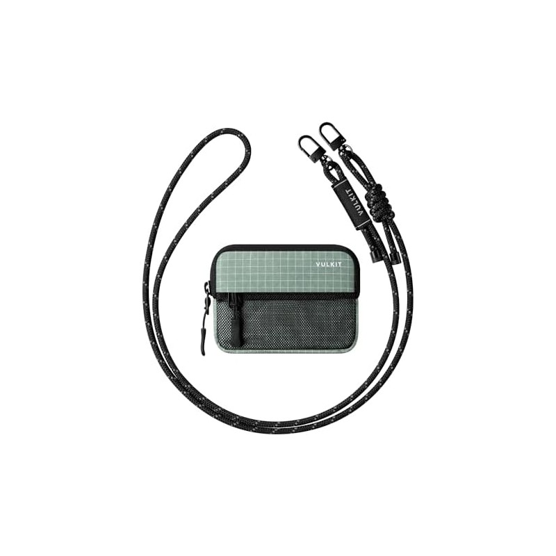 VULKIT Monedero con Cordón Ajustable y Protección RFID, Verde