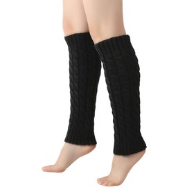 Ewanda store Leg Warmers for Women,Crochet Knit Leg Warmers Winter Warm Long Boot Socks for Women Girls 80s Sports Party Yoga Accessories(Black)