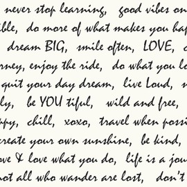 RoomMates RMK9005WP Black Dream Big Script Peel and Stick Wallpaper 20.5 in x 16.5 feet