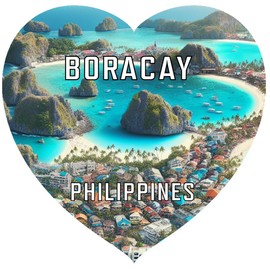 Boracay Philippines Travel Souvenir Destination Die Cut Heart Shaped Decorative Flat Magnet 2-Inch