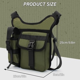 FuninCrea Men's Shoulder Bags with Water Bottle Holder Pocket, Multiple Pockets Cross Body Bag Men Waterproof Mens Crossbody Bag Messenger Bags Casual Satchel Sling Bag with Adjustable Strap (Green)