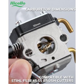 Hicello Fuel Line Carburetor Kit for STIHL FS38 FS45 FS55 String Trimmer Weed Eater Part