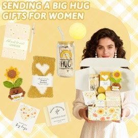 Self Care Gifts for Women: 10PCS Hug in a Box Basket Sympathy Gift for Women, Get Well Soon Care Package Spa Gift Set, Unique Think of You Gift Kits for Her Mom Friends Wife Girlfriend Sister