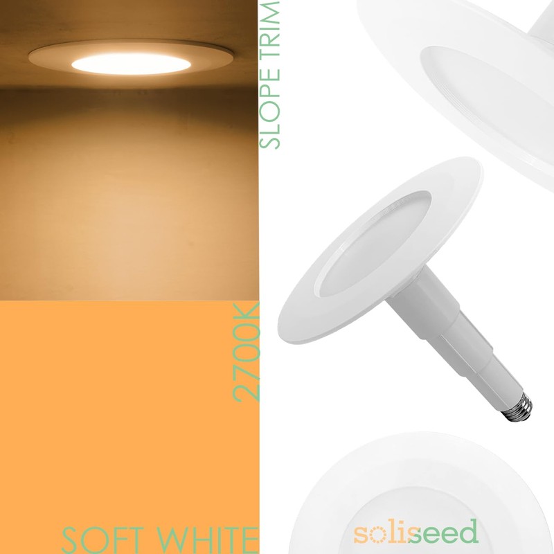 Soliseed 5/6 Inch LED Can Lights Length Adjustable Recessed Lights,12W=60W,2700K