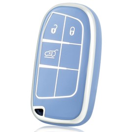 OFF WE GO OFF WE GO Schlsselhlle fr Jeep Autoschlssel Hlle fr Cherokee Grand Renegad Compass Wrangler Dodge Challenger Dart Durango Journey Ram FIAT Dealer Auto Schlssel Hlle Schlsselbox, Blau Silber