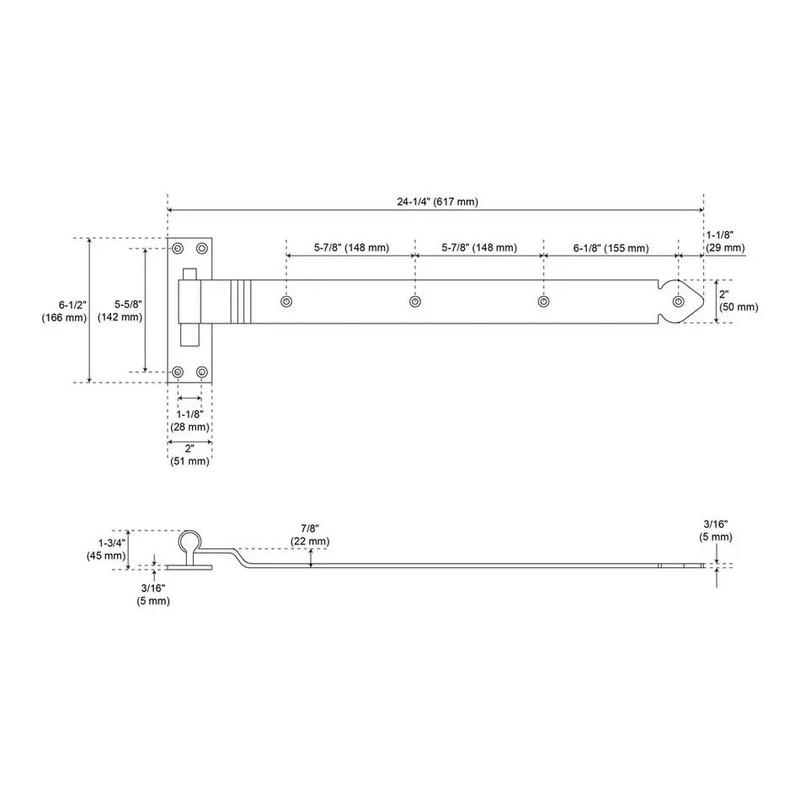 Naiture 25" Oversized Offset Iron Strap Hinge with Pintle in