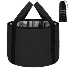 JSVSLTD Foot Bath Basin 20L Collapsible Bucket, Portable Foot Soak Tub Feet Soaking Bucket for Outdoor Travel, Camping, Fishing(Black)
