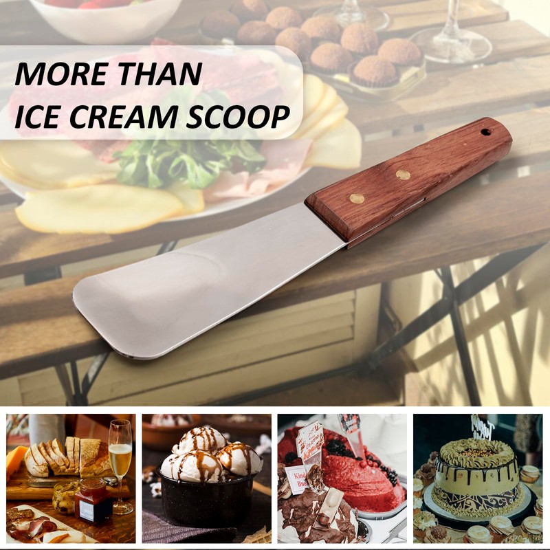 Muka Ice Cream Scoop, Stainless Steel Spade with Wooden Handle