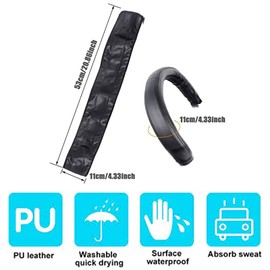 Pack of 2 Baby Pram Handle Cover, Universal Handle Dustproof PU Leather, PU Leather Pram Armrests, Suitable for Most Prams, Black, Brown