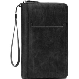 Lumbor37 Porta Pasaporte, RFID para Pasaporte Familiar, Organizador de Documentos de Viaje de Piel Prémium para Mujeres y Hombres, Capacidad para 4 Pasaportes – Negro