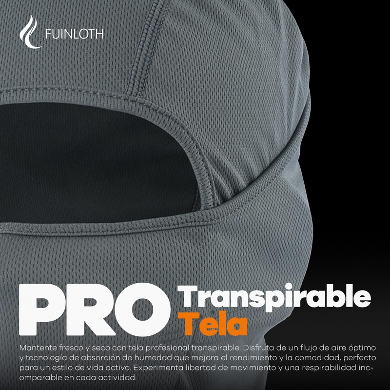 fuinloth Pasamontañas para Moto, Balaclava Solar Transpirable Protección UV Hombres