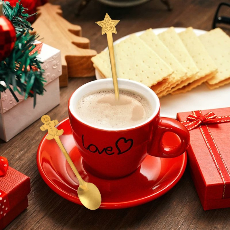 Frgasgds Set of 8 Coffee Spoons, Christmas Spoon Set, Dessert