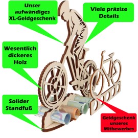 WORTGEFECHTE XL Money Gift Made of Wood Mountain Bike Gift Idea Bicycle Gift Voucher Packaging Funny Gift Money Gift for Women and Men (Mountain Bike)
