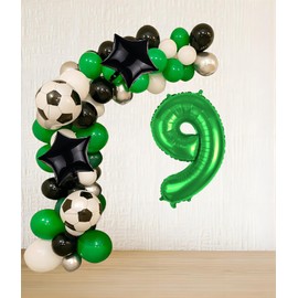 Soccer Balloons 9th Birthday Decorations for Boy, Soccer Birthday Party Supplies World Cup Soccer Party Decorations Foil Mylar Green 9 Soccer Sports Theme Party Supplies Favors Anniversary Decor