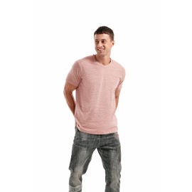 KLIEGOU Men's V Neck T Shirts - Casual Stylish Fitted Tees for Men 1 Pink-Grey M