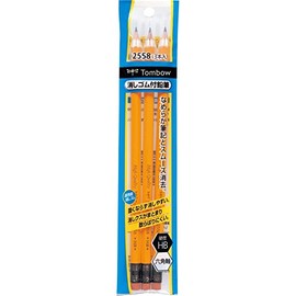 Tombow HB 2558 ACB-360 Pencil with Eraser with Cap, Pack of 3