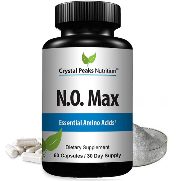 CRYSTAL PEAKS NUTRITION N.O. Max Nitric Oxide Supplement - L Arginine, Citrulline Malate, AAKG, Beta Alanine pre-Workout Performance Amino acids - 60 Capsules