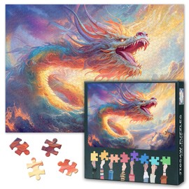 Rainbow Dragon Jigsaw Puzzles 1000 Pieces for Adults Mythical Creatures puzzle 1000 Pieces Challenging & Vivid Detail Ideal for Puzzle Enthusiasts Finished Size: 70x50cm