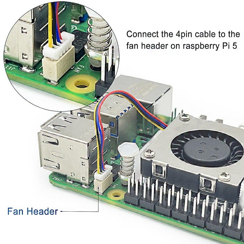 Raspberry Pi Active Cooler with 30mm PWM 4-Pin Cooling Fan