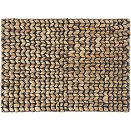 Fennco Styles Natural Woven Water Hyacinth Rectangular Placemats 14" W X 19" L, Set of 4 (Black)