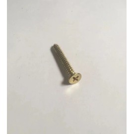 Hillman #10 x 1-1/2" BRASS PLATED SHEET METAL SCREW STEEL, FLAT HEAD, PHILLIPS DRIVE