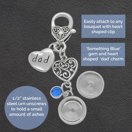 Dad Ashes Keepsake Urn for Wedding Bouquet Memorial Something Blue Ashes Holder for Bride's Flowers