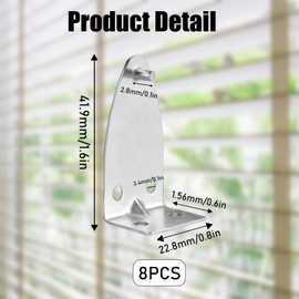 8 Pcs Blind Hold Down Brackets 1.6 Inch Silver Metal Blinds Hooks Bottom Rail Hold Clips Replacement with Screw Mini Blind Brackets for Horizontal Blinds and Windows Shades