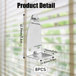 8 Pcs Blind Hold Down Brackets 1.6 Inch Silver Metal Blinds Hooks Bottom Rail Hold Clips Replacement with Screw Mini Blind Brackets for Horizontal Blinds and Windows Shades