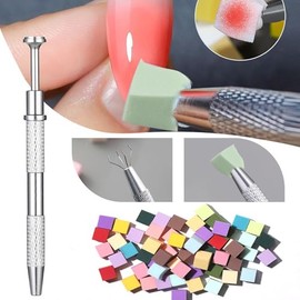 100 Piezas Nail Art Esponja, Mini Bloque de Uñas con Clip, Bloque de Tampón de Esponja de Uñas Portátil con Diseño Versátil, Para Manicura y No Adhere
