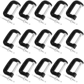 MUKCHAP 15PCS 2 Inch G Clamp, Black Metal C Clamps, 50mm Jaw Opening Small Screw Clamps Set for Assembly