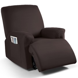 TAOCOCO Recliner Chair Covers Stretch Polyester Fabric 3-Piece for Large Recliners, Soft, Breathable and Skin-Friendly Furniture Protector - Fits Most Recliner Sizes (Coffee)