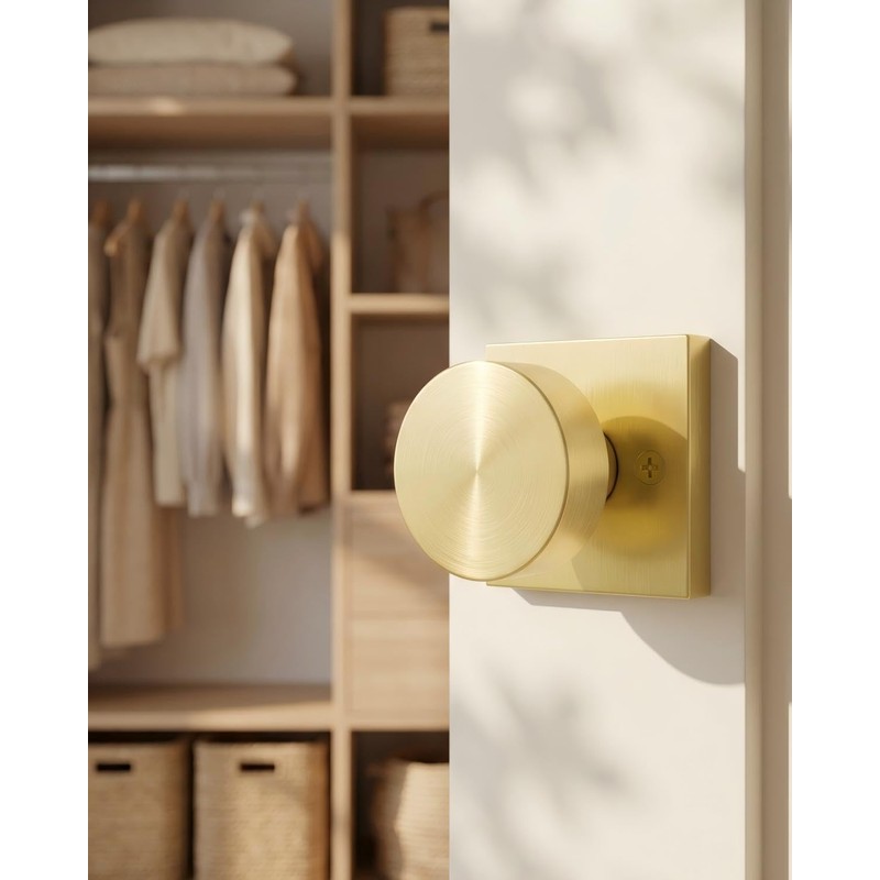 Goldenwarm Gold Dummy Door Knobs Interior, Brushed Gold Dummy Door