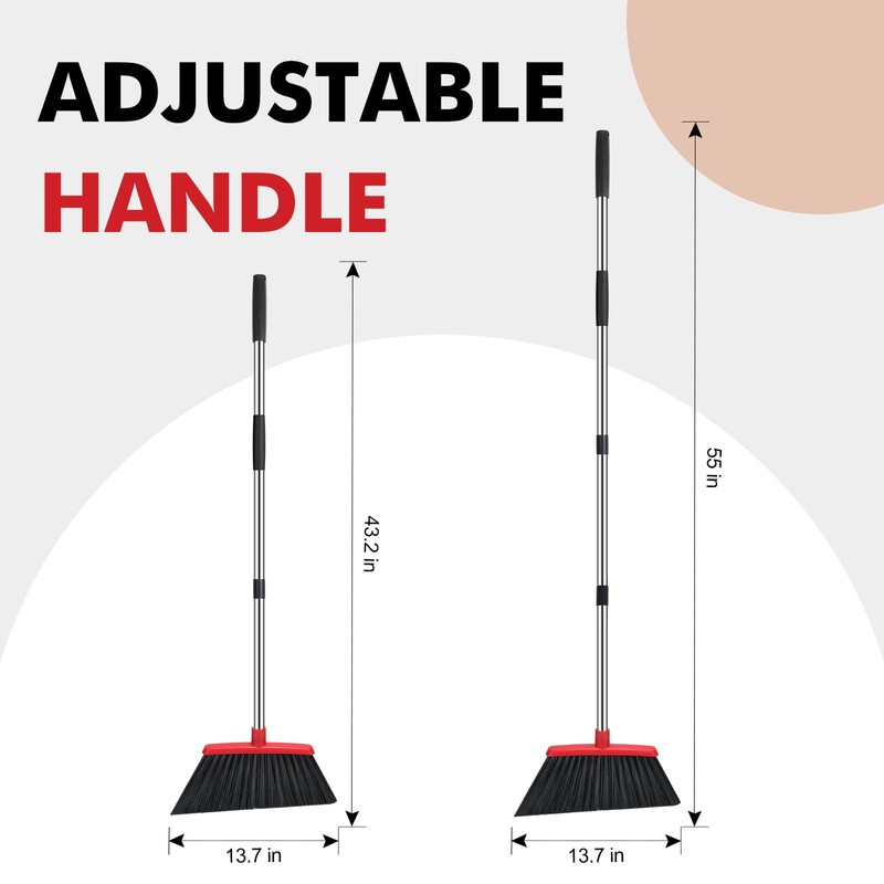 Heavy Duty Broom, 55 Inch Long Handle Outdoor Large Angle