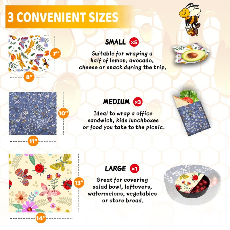 Beeswax Wrap, Beeswax Wraps for Food, Organic, Sustainable, Beeswax Food