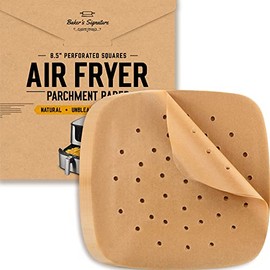 8.5 Inch Air Fryer Liners Pack of 220 Parchment Paper Sheets by Baker’s Signature | Precut Silicone Coated & Unbleached – Will Not Curl or Burn – Non-Toxic & Comes in Convenient Packaging