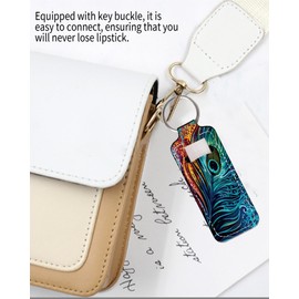 KLLRO RUO Chapstick Holder Keychain Fashion Cow Lipstick Sleeve Lip Balm Portable Pocket Lip Gloss Tube Holder Clip-on Makeup Travel Accessories - Farm Animal Brown Cowhide Skin