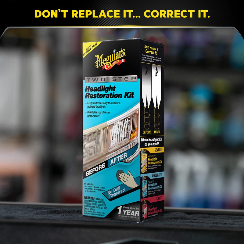 Meguiar's Two Step Headlight Restoration Kit, Headlight Cleaner Restores Clear