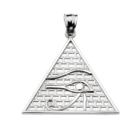 Sterling Silver Detailed Eye of Horus Pyramid Pendant (13 Steps)