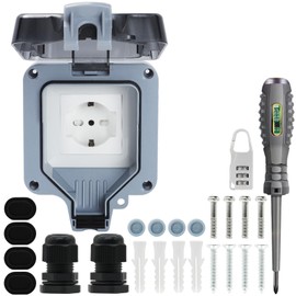 Socket Outdoor Socket Waterproof IP66 1 Channel with Switch Socket Wall Socket Wet Room Protective Contact Wall Socket Garden Socket Dustproof Outdoor Socket Resis