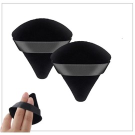 2pcs Black Velour Triangle Powder Puff,Soft Pure Cotton Face Makeup Sponge Powder Puffs,Loose Powder Cosmetic Foundation Mineral Powder Wet Dry Cotton Velour Sponge Makeup Tool