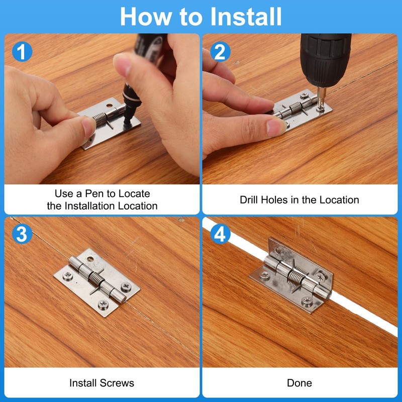 PATIKIL 2 Pcs Spring Loaded Hinges, 1.5" 304 Stainless Steel