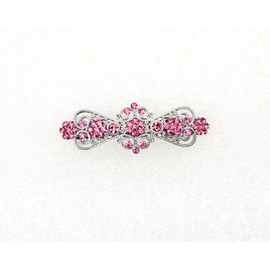 Faship Gorgeous Pink Rhinestone Crystal Small Floral Hair Barrette Clip