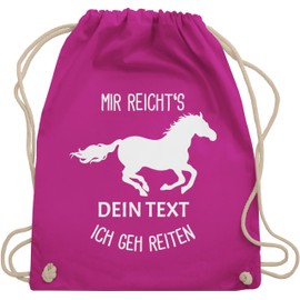 Geschenk mit Namen personalisiert by Shirtracer - Gym Bag Backpack - Horse Horse - Mir reichts ich geh reiten - Gift for Riders Horse Lovers, 01 Fuchsia, Unit size