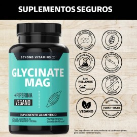 Glicinato De Magnesio 492mg De Alta Absorcin Con Piperina (pimienta Negra) - Bisglicinato Magnesio - Magnesio Complex - Glycinate Magnesium -...      