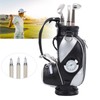 Mini Desktop Golf Bag Pen Clock Zinc Alloy PU Leather