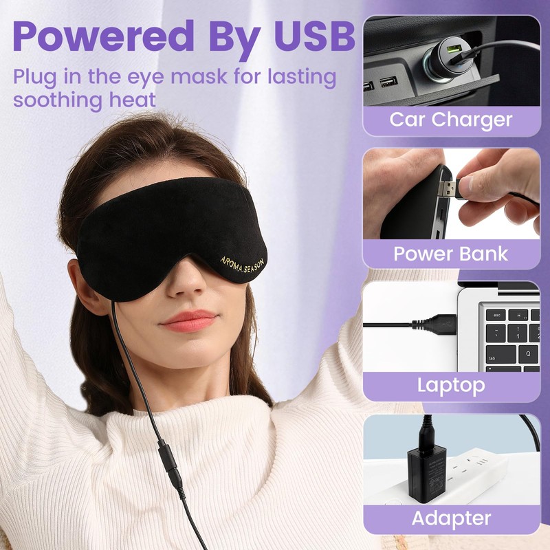 Aroma Season Heated Eye Mask, Warm Eye Compress for Dry