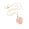 JSDDE Metal Cage Rose Quartz Crystal Pendant Necklaces Healing Crystal