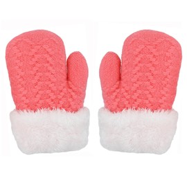 FGSS Kids Winter Knit-Mittens Toddler Warm Thick Fleece Gloves Cold Weather Soft Stretch Mittens for Boy Girls (2-6Yrs)