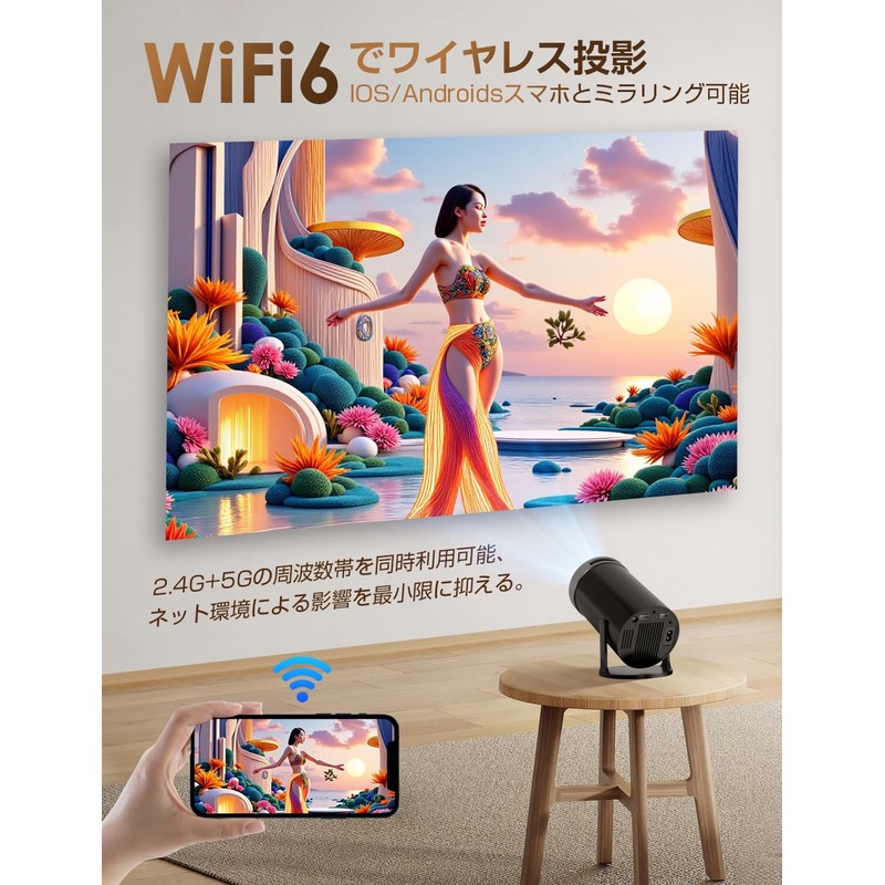 Projector, Small Home Projector, (Equipped with the Latest Android TV