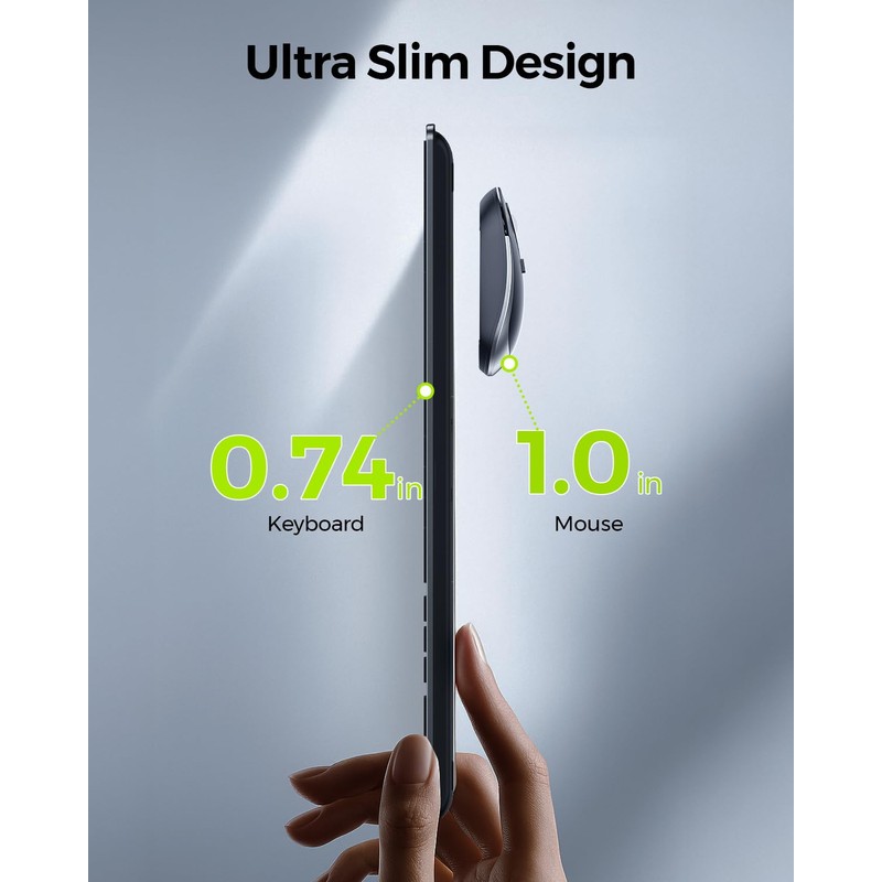 Wireless Keyboard and Mouse Combo - Full Size Slim Thin